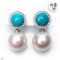 Approx. 15.0 mm, Edison Pearl, Cocktail Turquoise Dangle Pearl Jacket Earrings