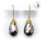 11.55 mm and 11.73 mm, Tahitian Pearl, Fish Hook CZ Umbrella Cap Pearl Earrings