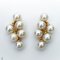 Approx. 5.0 mm, Akoya Pearl, Triple Dangle Pearl Double Rows Stud Earrings