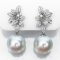 (PSL) Approx. 14.3 mm, Aurora Phoenix, Leaves - Diamond Dangle Jacket Pearl Stud Earrings