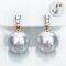 (PSL) Approx. 14.1 mm, Aurora Phoenix, Descending Sizes Diamond Column Stud Pearl Earrings