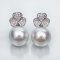 (PSL) Approx. 13.5 mm, Aurora Phoenix, Clover Leaf - Diamond Pearl Stud Earrings