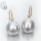 (PSL) Approx. 13.0 mm, Aurora Phoenix, Fish Hooks Diamond Pearl Earrings