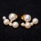 Approx. 4.0 - 10.0 mm, Freshwater Pearl, Alternating Sizes Pearl Row Jacket Stud Earrings