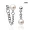 6.96 and 6.96 mm, Freshwater Pearl, Dangle Pearl Chain Link Stud Pearl Earrings