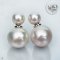 Approx. 8.0 - 9.0 and 15.0 mm, Edison Pearl, Front Back Twin Pearl Double Stud Earrings