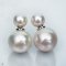 Approx. 8.0 - 9.0 and 15.0 mm, Edison Pearl, Front Back Twin Pearl Double Stud Earrings