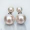 Approx. 8.0 - 9.0 and 15.0 mm, Edison Pearl, Front Back Twin Pearl Double Stud Earrings