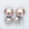 Approx. 8.0 - 9.0 and 15.0 mm, Edison Pearl, Front Back Twin Pearl Double Stud Earrings