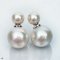 Approx. 8.0 - 9.0 and 15.0 mm, Edison Pearl, Front Back Twin Pearl Double Stud Earrings