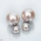 Approx. 8.0 - 9.0 and 15.0 mm, Edison Pearl, Front Back Twin Pearl Double Stud Earrings