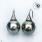 Approx. 12.0 -13.0 mm, Pewter Gray Lot, Tahitian Pearl, Fish Hooks Pearl Earrings