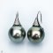 Approx. 12.0 -13.0 mm, Pewter Gray Lot, Tahitian Pearl, Fish Hooks Pearl Earrings