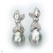 Approx. 9.0 -11.0 mm, Tahitian Pearl, Vertical Bow White Topaz Pearl Stud Earrings