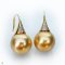 Approx. 12.0 mm, Chogun Drop Lot, Gold South Sea Pearl, Fish Hooks CZ Paved Pearl Earrings