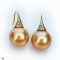 Approx. 12.0 mm, Chogun Drop Lot, Gold South Sea Pearl, Fish Hooks CZ Paved Pearl Earrings