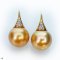 Approx. 12.0 mm, Chogun Drop Lot, Gold South Sea Pearl, Fish Hooks CZ Paved Pearl Earrings