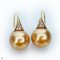 Approx. 12.0 mm, Chogun Drop Lot, Gold South Sea Pearl, Fish Hooks CZ Paved Pearl Earrings