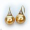 Approx. 12.0 mm, Chogun Drop Lot, Gold South Sea Pearl, Fish Hooks CZ Paved Pearl Earrings