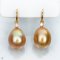 Approx. 12.0 mm, Chogun Drop Lot, Gold South Sea Pearl, Simple Fish Hooks Diamond Head Pearl Drop Earrings