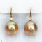 Approx. 12.0 mm, Chogun Drop Lot, Gold South Sea Pearl, Simple Fish Hooks Diamond Head Pearl Drop Earrings