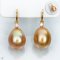 Approx. 12.0 mm, Chogun Drop Lot, Gold South Sea Pearl, Simple Fish Hooks Diamond Head Pearl Drop Earrings