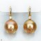 Approx. 12.0 mm, Chogun Drop Lot, Gold South Sea Pearl, Simple Fish Hooks Diamond Head Pearl Drop Earrings