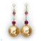 Approx. 12.0 mm, Chogun Drop, Gold South Sea Pearl, Rhodolite Chain Dangle Pearl Drop