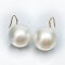 14.17 mm and 14.38 mm, White South Sea Pearl, Fish Hooks Spoon Pearl Earrings