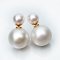 Approx. 7.0 and 14.0 mm, Akoya and White South Sea Pearl, Front Back Twin Pearl Double Stud Earrings