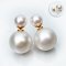 Approx. 7.0 and 14.0 mm, Akoya and White South Sea Pearl, Front Back Twin Pearl Double Stud Earrings