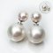 Approx. 7.0 and 13.0 mm, Akoya and White South Sea Pearl, Front Back Twin Pearl Double Stud Earrings