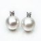 9.60 mm and 9.64 mm, White South Sea Pearl, Diamond Pearl Stud Earrings