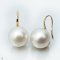 Approx. 9.0 mm, White South Sea Pearl, Fish Hooks Spoon Earrings