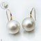 Approx. 9.0 mm, White South Sea Pearl, Fish Hooks Spoon Earrings