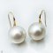 Approx. 9.0 mm, White South Sea Pearl, Fish Hooks Spoon Earrings