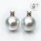 9.85 mm and 9.87 mm, White South Sea Pearl, Diamond Pearl Stud Earrings