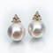 7.50 mm and 7.56 mm, Akoya Pearl, Diamond Crown Pearl Stud Earrings