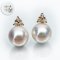 7.50 mm and 7.56 mm, Akoya Pearl, Diamond Crown Pearl Stud Earrings