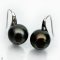 Approx. 11.0 mm, Tahitian Pearl, Fish Hooks Spoon Pearl Earrings