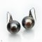 Approx. 12.0 - 13.0 mm, Tahitian Pearl, Fish Hooks Spoon Pearl Earrings