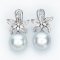 (GIA) 14.95 mm and 15.09 mm, White South Sea Pearl, Diamond Lilly Dangle Pearl Stud Earrings with Omega Backs