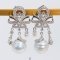 Approx. 3.0 mm and 12.0 -14.0 mm, Akoya and White South Sea Pearl, Crown Queen Dangle Pearls Stud Earrings