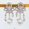 Approx. 3.0 mm and 12.0 -14.0 mm, Akoya and White South Sea Pearl, Crown Queen Dangle Pearls Stud Earrings