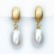 8.8 mm and 8.9 mm, Freshwater Pearl, Crescent Dangle Pearl Earrings