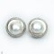 Approx. 23.0 mm, Blister Mabe, White South Sea Pearl, Cocktail Zircon Stud Pearl Earrings