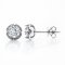 (IGI) 1.08 ct, Laboratory Grown Diamond (Round Brilliant, HPHT, 1.08 ct, D, VVS 2) and 0.09 ct Laboratory Grown Diamond, Four Prongs Solitaire Diamond, Diamond Paved Base Stud Earrings