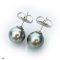 Approx. 10.0 mm, Aloe Vera Gray, Tahitian Pearl, Stud Pearl Earrings