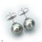 Approx. 10.0 mm, Aloe Vera Gray, Tahitian Pearl, Stud Pearl Earrings