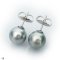 Approx. 10.0 mm, Aloe Vera Gray, Tahitian Pearl, Stud Pearl Earrings